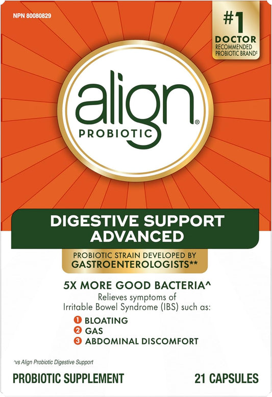 Align 高级益生菌消化支持胶囊,缓解肠易激综合征 (IBS) 症状:胀气、腹部不适、腹胀,帮助男性和女性维持健康的肠道菌群,21 粒胶囊