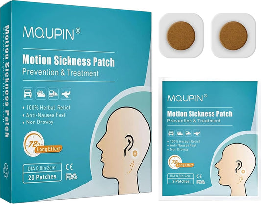 20 Count Motion Sickness Transdermal Patches - Fast Acting & No Side Effects - Relieves Vomiting,Nausea,Dizziness and Other Symptoms Resulted from Sickness, Anti Nausea Patches