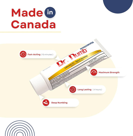 DR. NUMB 5% Lidocaine Topical Anesthetic Tattoo Numbing Cream - 10g || Vitamin E Combined for Pain Relieves of Itching, Burning & Hemorrhoid Treatment (1)