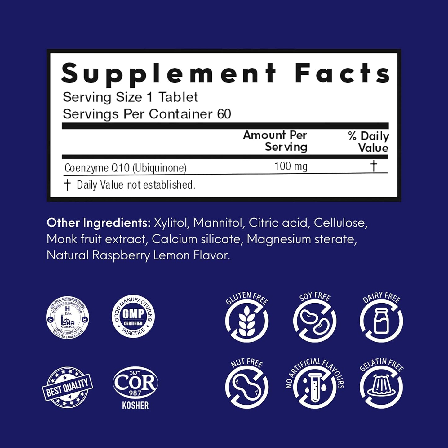 Nutrameltz 輔酶 Q10 (CoQ10) 促進心臟健康和血壓 - 速溶片 100 毫克 - 60 片