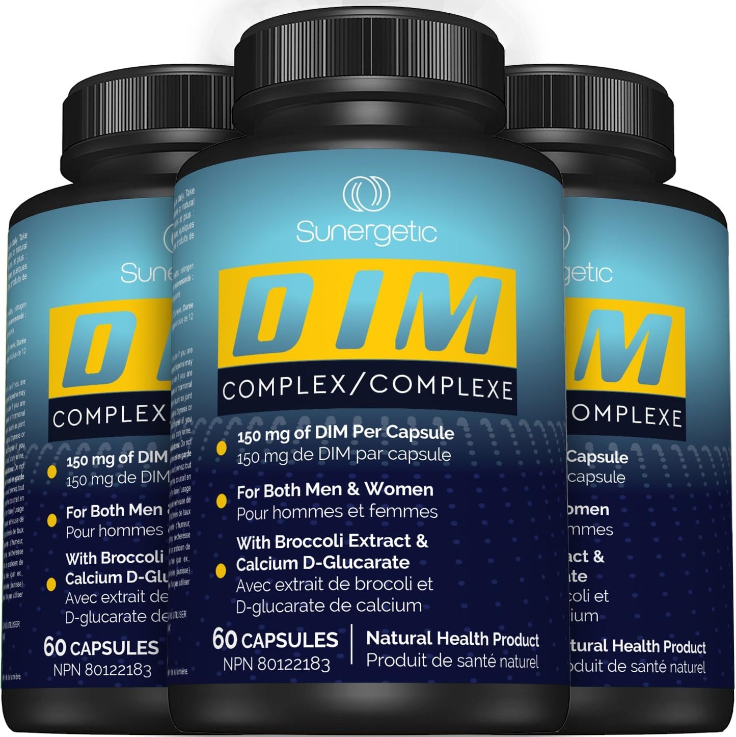 Sunergetic 優質 DIM 補充劑 - 150 毫克 DIM(二吲哚甲烷)、西蘭花、D-葡萄糖酸鈣和胡椒鹼 - 男女適用 DIM 膠囊 - DIM 複合物,用於更年期支持和平衡 - 60 粒 DIM 膠囊