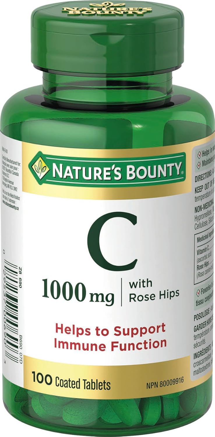 Nature's Bounty 維生素 C,免疫支持,含玫瑰果的維生素 C 1000 毫克,100 片