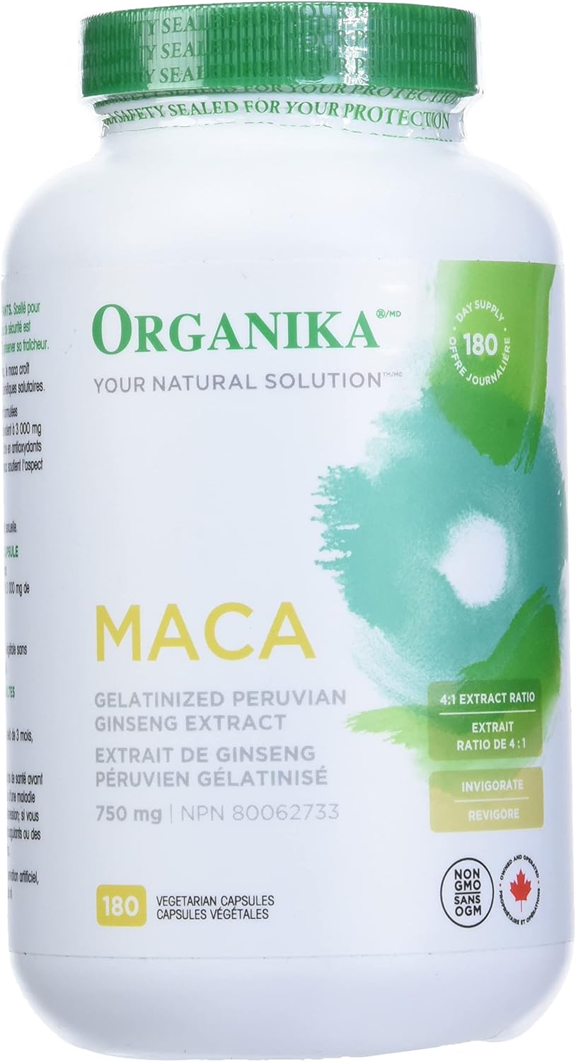 Organika 南非醉茄緩解壓力、助眠、改善情緒 + Organika 瑪卡 4:1 強度 (3000 毫克) 激素平衡和能量套裝