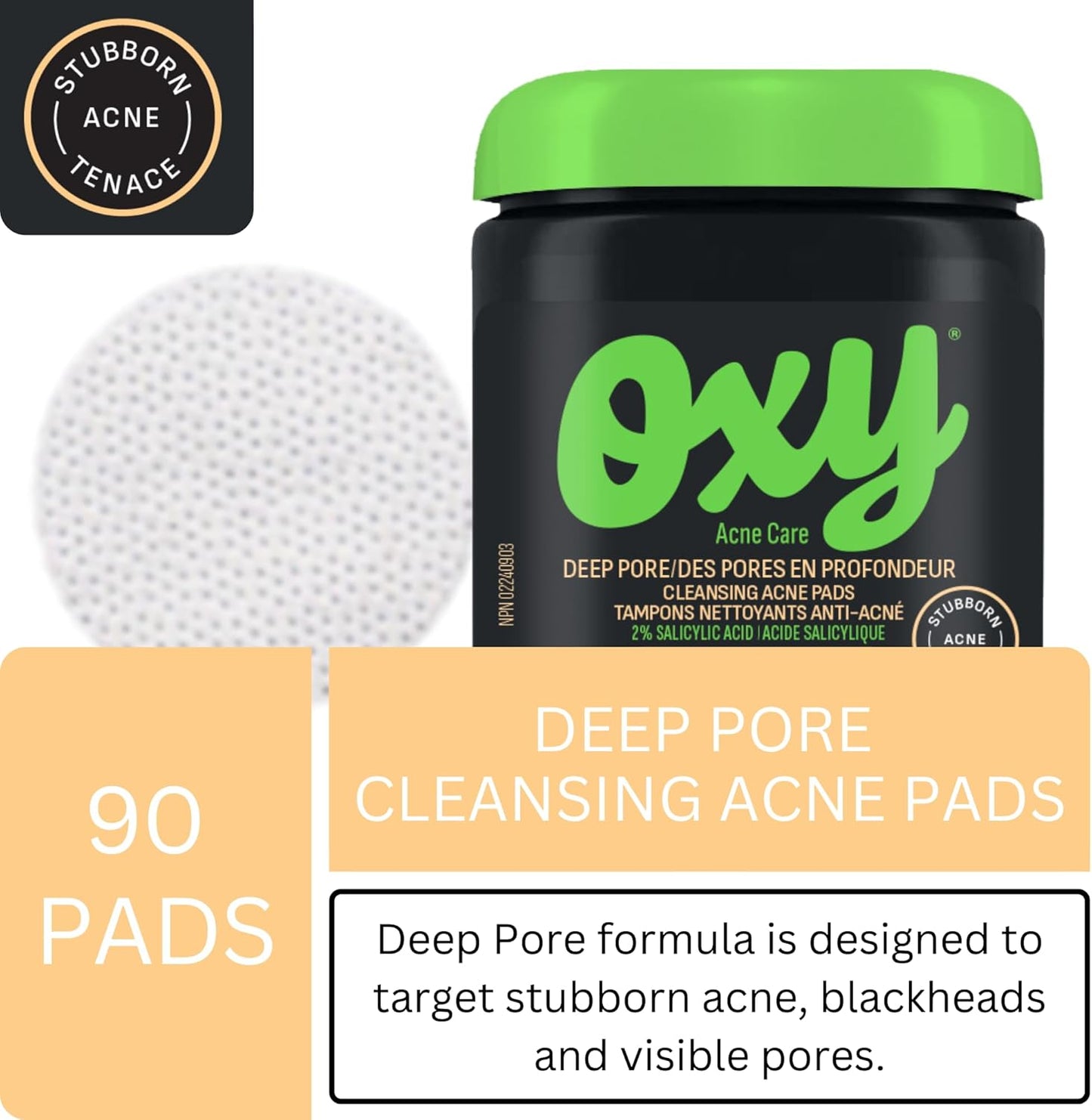 Oxy Deep Pore Cleansing Acne Pads - Salicylic Acid 2.0% – Stubborn Acne Control - Helps Treat, and Prevent Breakouts – Paraben & Preservative Free - Dermatologist Tested