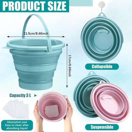 Anglechic 2 件可重复使用呕吐桶,含 20 片吸水垫,3 升呕吐桶,可折叠呕吐桶,用于缓解孕吐、孕吐、汽车、飞机旅行晕车等症状