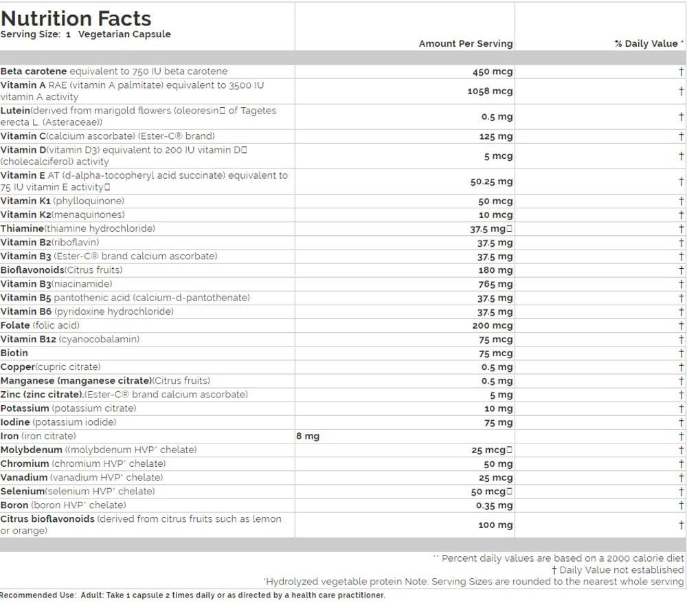含鐵的超級複合維生素