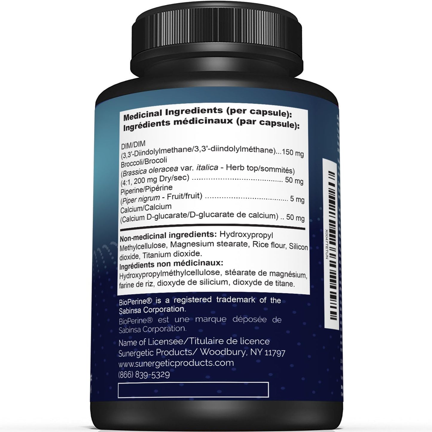 Sunergetic 優質 DIM 補充劑 - 150 毫克 DIM(二吲哚甲烷)、西蘭花、D-葡萄糖酸鈣和胡椒鹼 - 男女適用 DIM 膠囊 - DIM 複合物,用於更年期支持和平衡 - 60 粒 DIM 膠囊