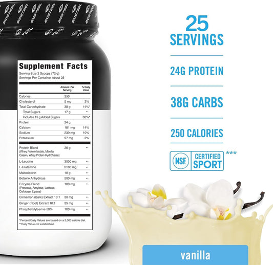 BioSteel Recovery Protein Plus,乳清蛋白,香草味 - 25 份 | 草飼蛋白,含必需胺基酸和支鏈胺基酸,有助於運動後恢復