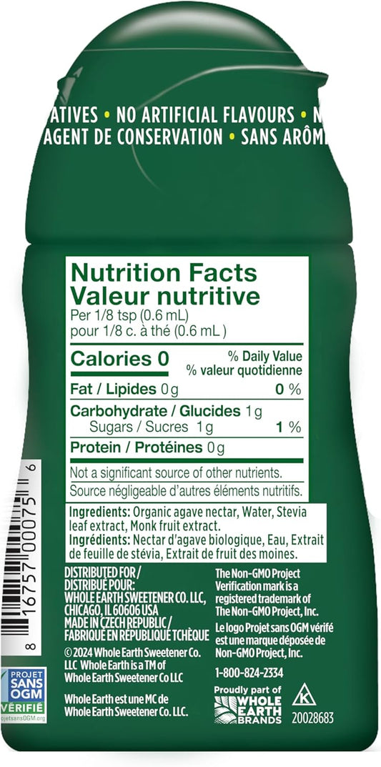 Whole Earth 液体甜味剂,甜菊糖和罗汉果,48 毫升(12 包),包装可能有所不同