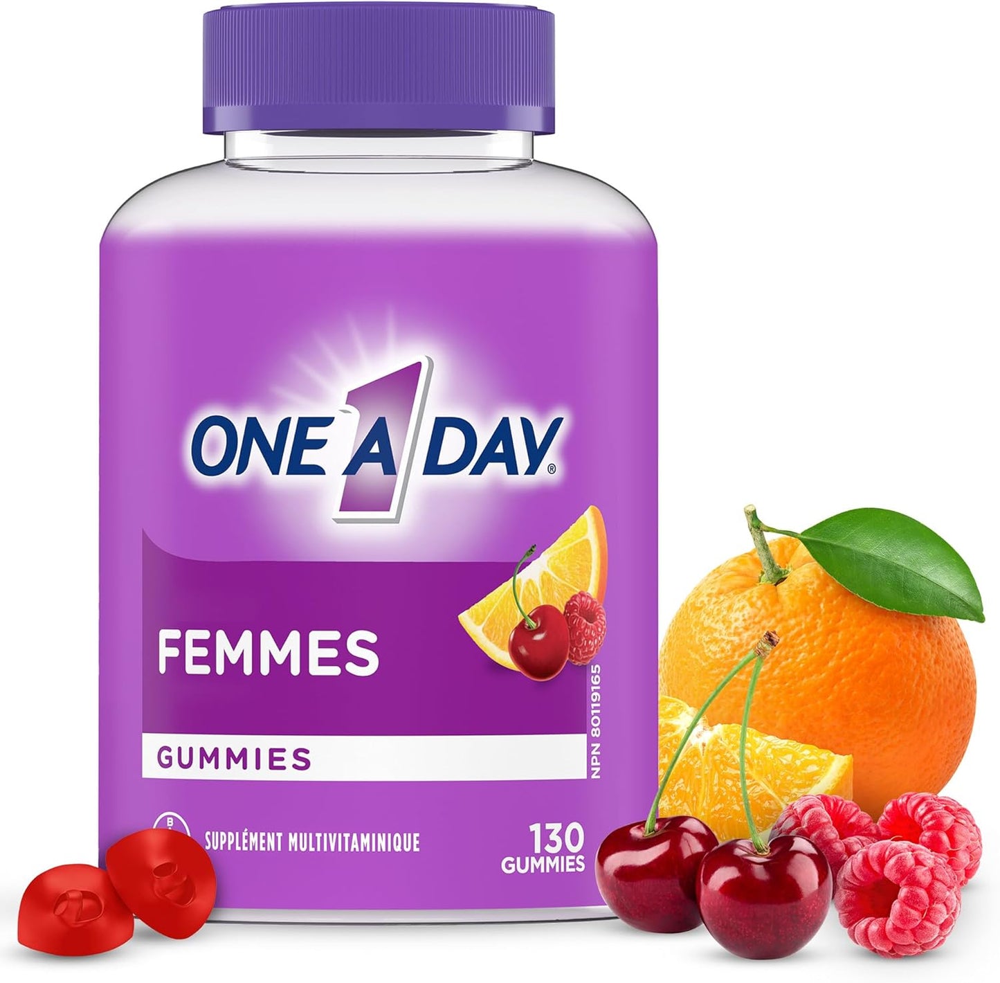 每日一片女士复合维生素软糖 - 每日补充女性所需维生素软糖,含维生素 A、C、D 和锌,有助于增强免疫功能,含生物素,有益于头发、皮肤和指甲健康,130 粒软糖