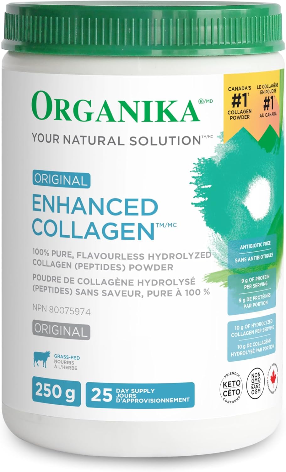 Organika Hair Plus 120 粒胶囊和增强型胶原蛋白肽蛋白粉,用于健康的头发、皮肤、指甲、关节 - 水解,吸收更好 - 非转基因 - 无味 250 克