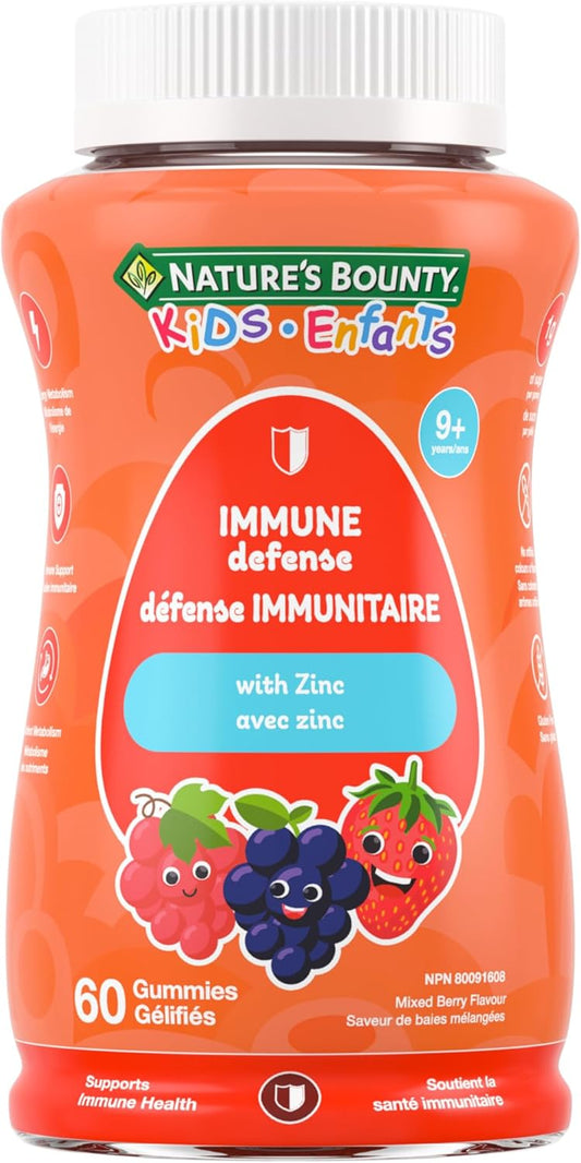 自然之宝儿童免疫防御软糖,含锌,每粒软糖仅含 1 克糖,支持免疫健康,促进能量和营养代谢,帮助组织形成,不含人工色素或香料,150 克