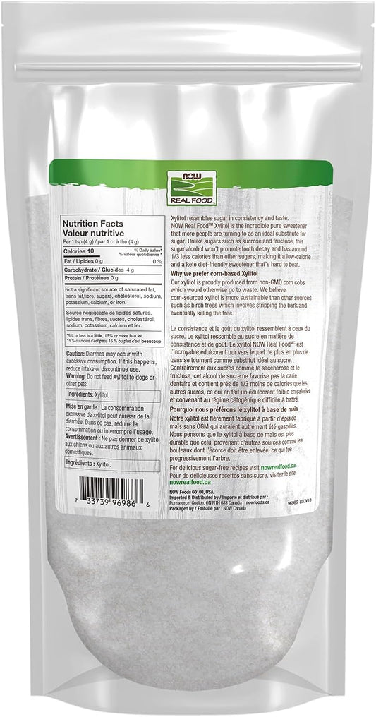 NOW Real Food, Xylitol, Pure with No Added Ingredients, Keto-Friendly, Low Glycemic Impact, Low Calorie, 1kg