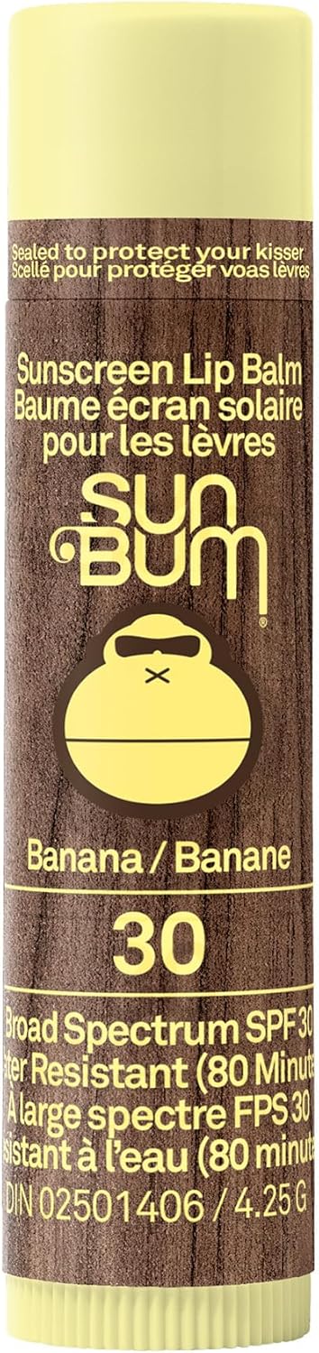 Sun Bum 润唇膏,香蕉味,SPF 30,1 支装,广谱 UVA/UVB 防护,低致敏性,不含防腐剂,不含麸质,纯素