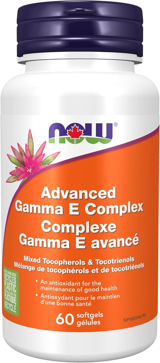 NOW Supplements, 高级伽玛 E 复合物,混合生育酚和生育三烯酚,抗氧化保护*,60 粒软胶囊