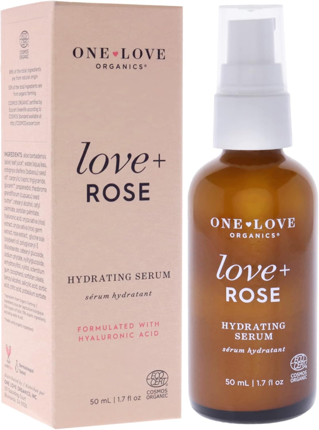 One Love Organics 玫瑰保濕精華液 女士 1.7 盎司
