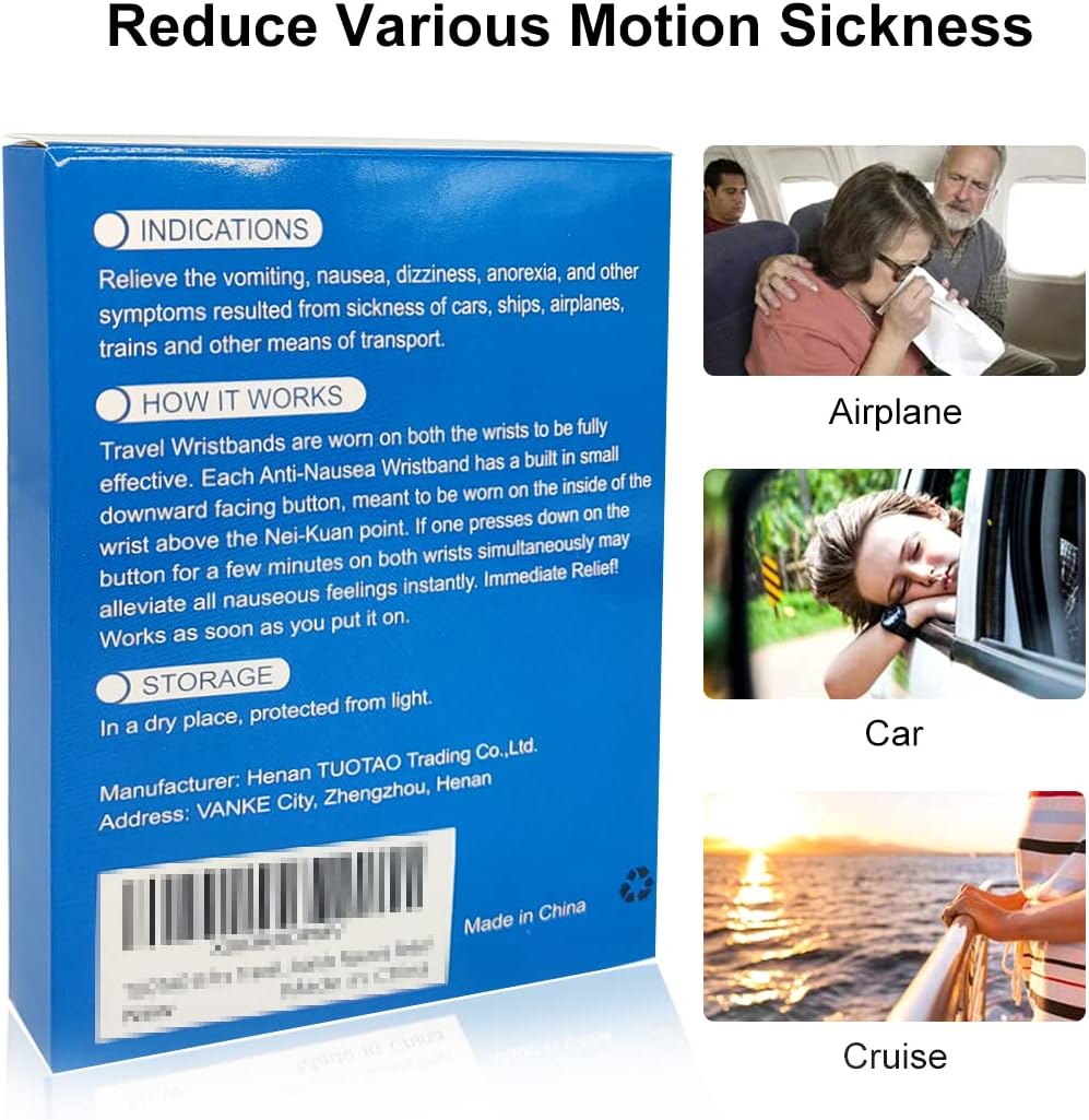 TUOTAO 8 件套旅行暈車手環,海上暈車手環,露營/遊輪/飛機旅行必備品