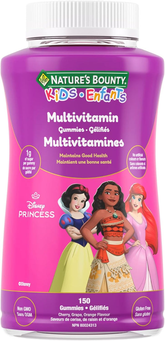NATURE'S BOUNTY KIDS Multivitamin, Disney Princess, Only 1g Sugar Per Gummy, Supports Immune System, Eye Health, Bones, And Teeth, Source of Antioxidants, Gluten-free, Fruit Flavoured Gummies, 375 g