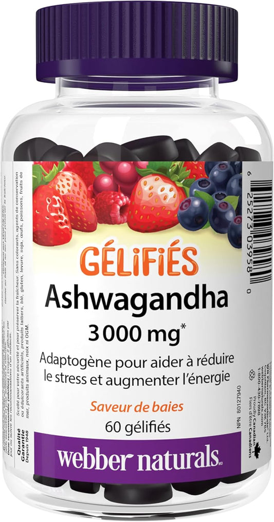 Webber Naturals 南非醉茄軟糖,60 顆漿果味軟糖,有助於減輕壓力、增強活力,純素