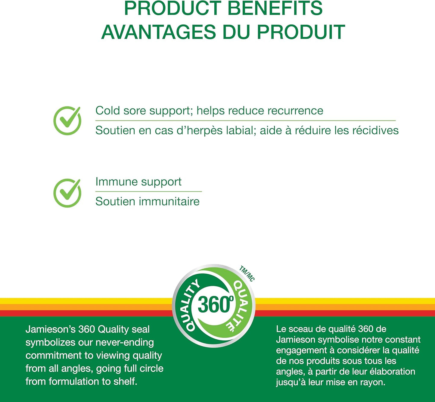 Jamieson Lysine 1,000 mg, with Zinc and Vitamin C, Cold Sore Support, and Helps Immune Health. Essential Amino Acid, Non-GMO, Gluten-Free, 60 Vegetarian Caplets, Proudly Canadian