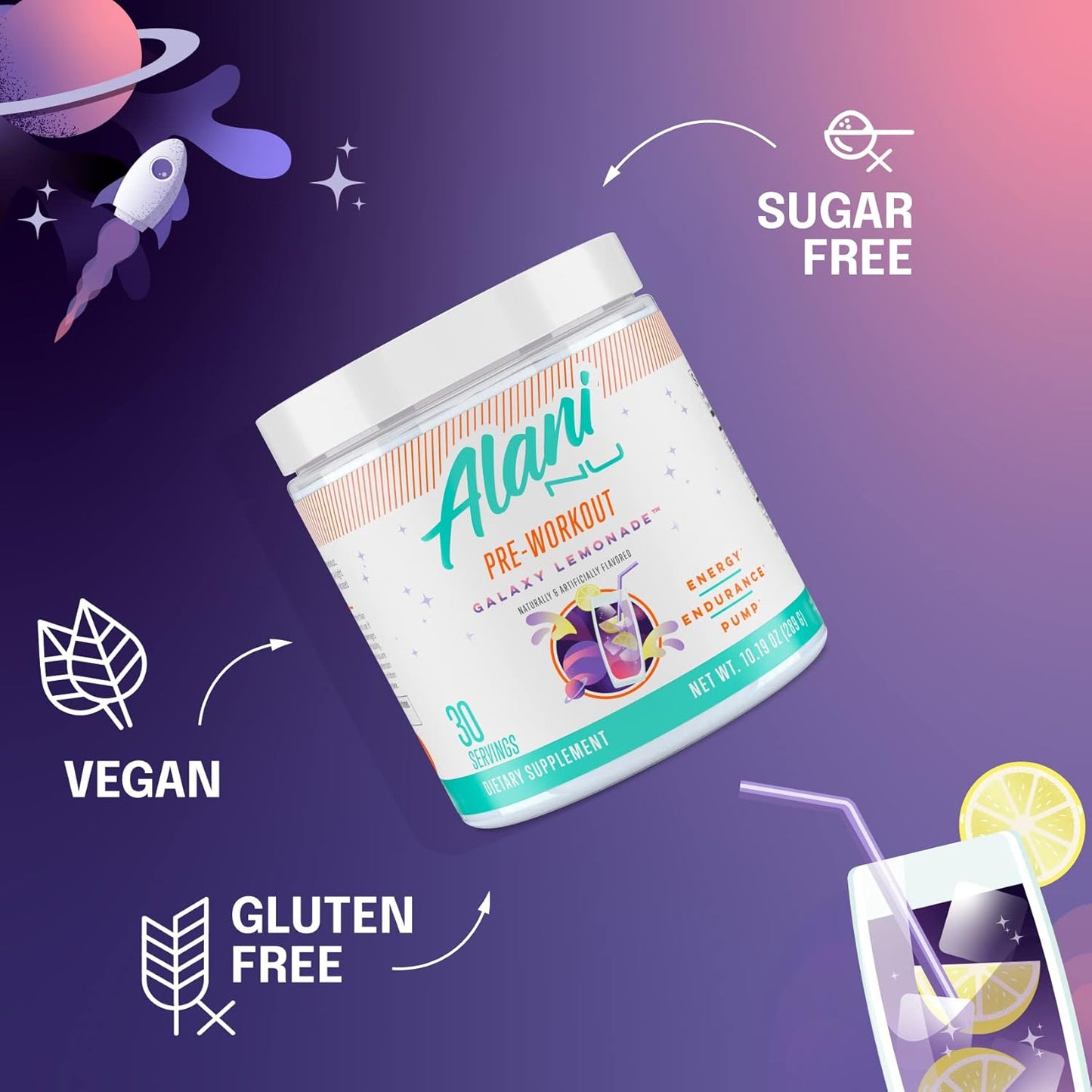 Alani Nu Pre-workout Galaxy Lemonade 30 Servings, 1 Pound