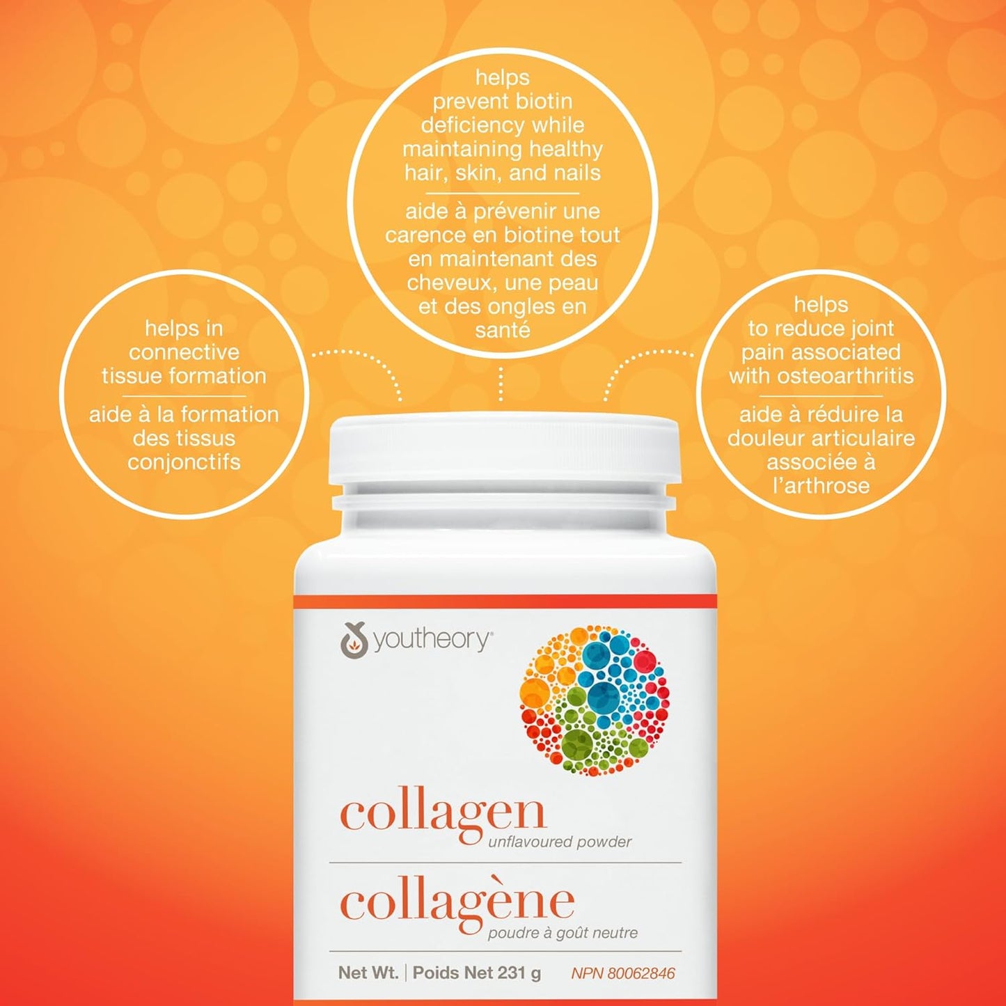Youtheory Collagen Powder with Vitamin C and Biotin, Hydrolyzed Formula for Optimal Absorption, Skin, Hair, Nails and Joint Support, Unflavoured 231 g