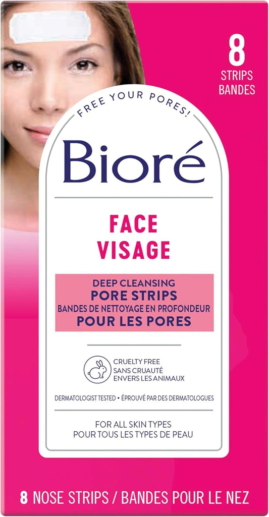 Bioré Deep Cleansing Pore Strips for Instant Facial Pore Unclogging and Blackhead Removal (8 Count)