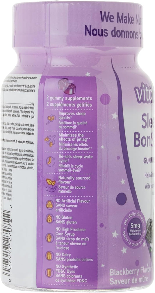 Vitafusion Sleepwell 成人維生素軟糖,每日劑量含 5 毫克褪黑激素,有助於改善睡眠質量,60 粒(1 個月用量),包裝可能有所不同