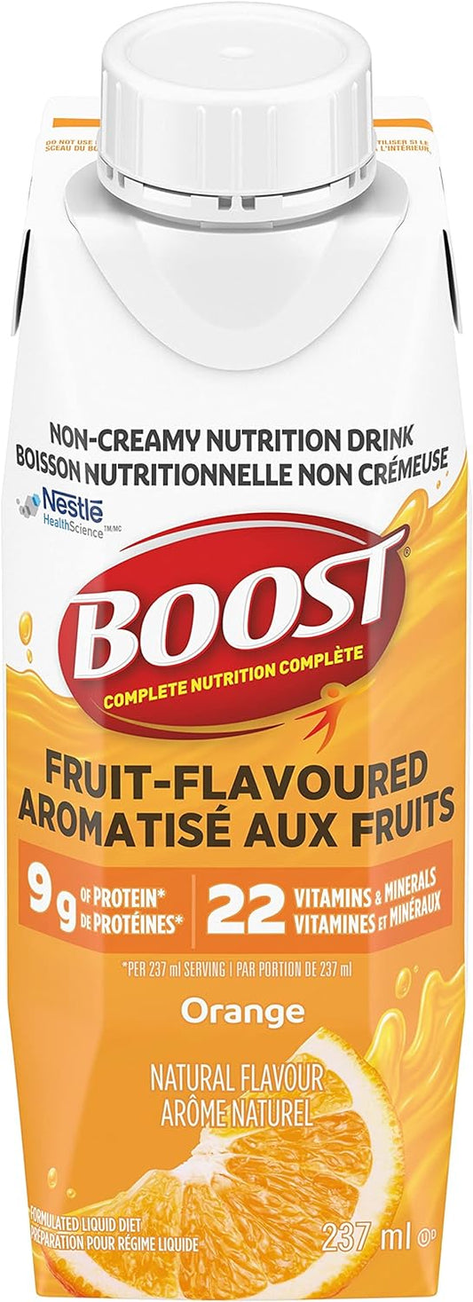 Boost Fruit Flavoured Drink Orange (237ml, 24 count) and BOOST 15g Protein Meal Replacement Drink Chocolate (237ml, 24 count)