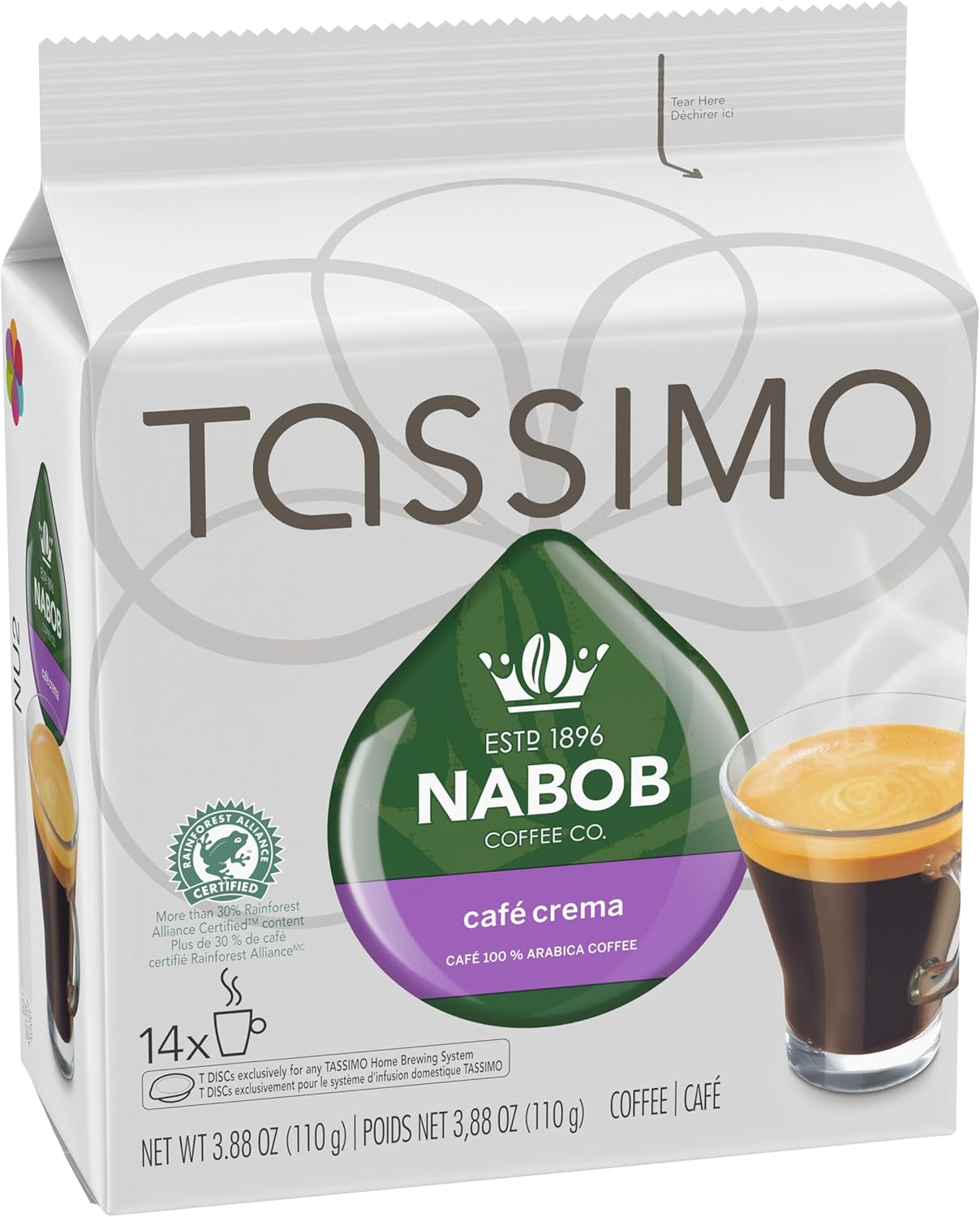 Tassimo Nabob Café Crema 咖啡单份 T 盘,110 克