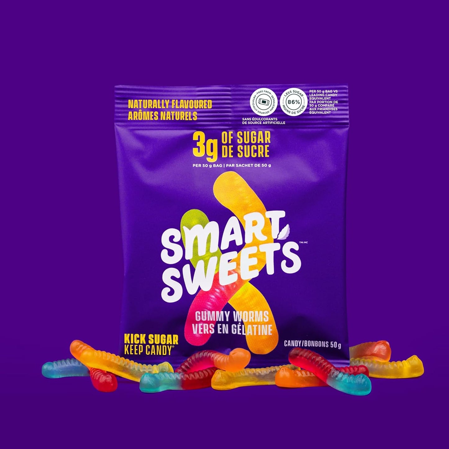 SmartSweets 低糖软糖(3克),低卡路里,不含糖醇,非转基因,不添加糖(12个装)
