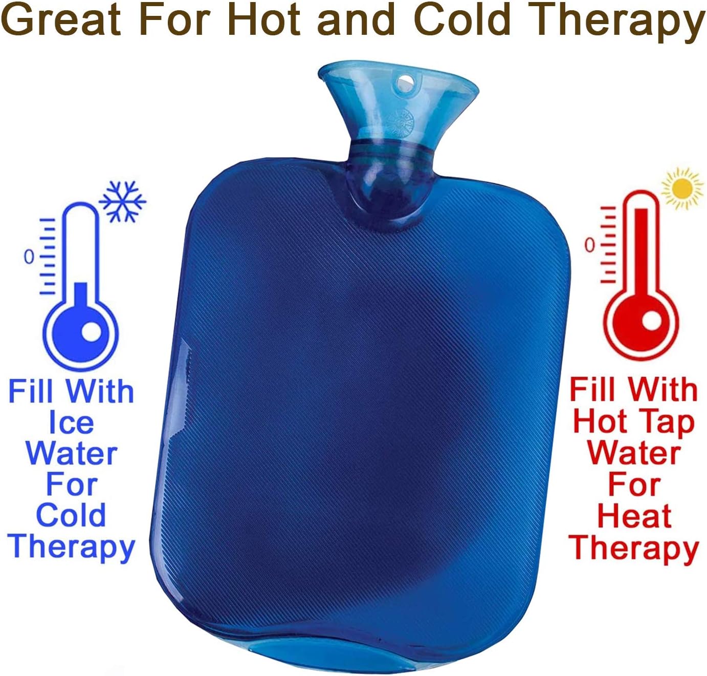 Carex 热水袋带盖,橡胶材质 - 热疗和冷疗 - 用于缓解痉挛、疼痛、关节炎、全身疼痛