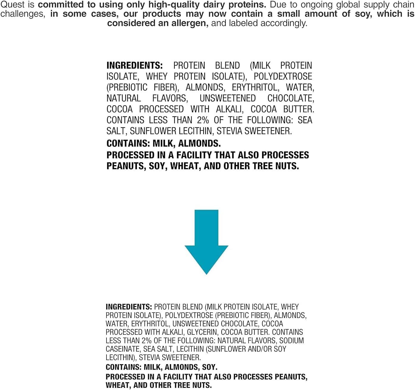 Quest Nutrition 雙倍巧克力塊蛋白棒,高蛋白,高纖維,低糖,適合生酮飲食,20 克蛋白質,1 克糖,12 支