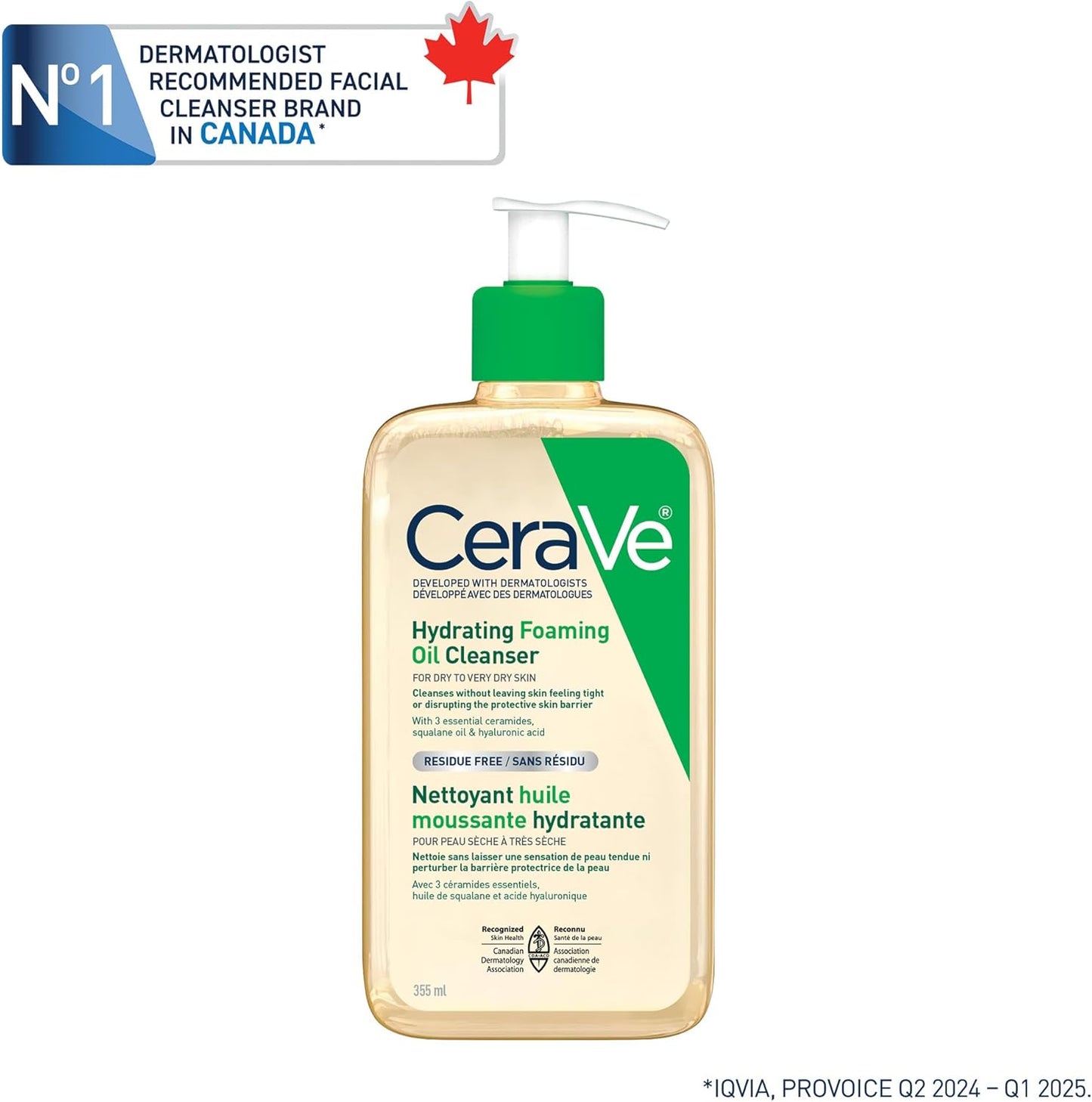 CeraVe 臉部油性潔面乳,保濕泡沫潔面乳,含角鯊烯油、透明質酸和神經醯胺,適合乾性至極乾性肌膚,不油膩,不致粉刺,無香型,562 毫升
