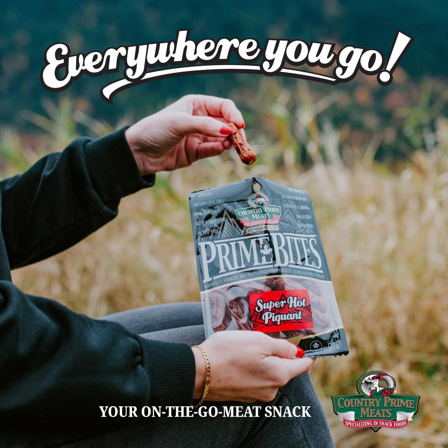 Country Prime Meats Teriyaki Prime Bites. Dry Cured Pepperoni. 100% Canadian Made. High Protein Snack. No Artificial Flavours, Naturally Smoked, No Nitrites, Gluten Free. 125g (Pack of 16)