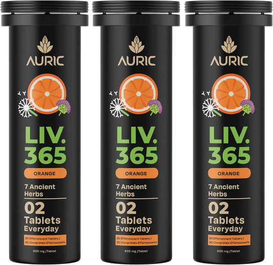 Auric 草本护肝补充剂 | 奶蓟草(水飞蓟素)、姜黄、大蒜、生姜,有益于肝脏健康 | 高级排毒清洁配方,有益于肝脏健康 | 60 片装 | 植物基,无麸质