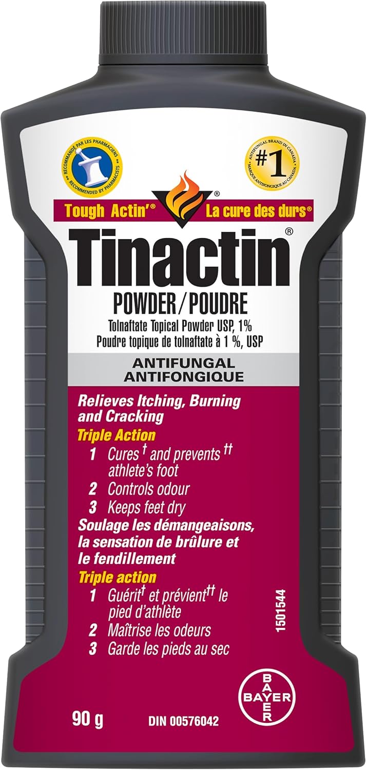 Tinactin Foot Powder - Antifungal & Odour Eliminator - Athletes Foot Treatment, Tolnaftate Medicated Powder - Keeps Feet Dry, Relieves Itching, Burning & Cracking - 90g