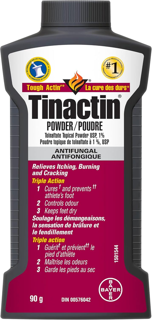 Tinactin Foot Powder - Antifungal & Odour Eliminator - Athletes Foot Treatment, Tolnaftate Medicated Powder - Keeps Feet Dry, Relieves Itching, Burning & Cracking - 90g