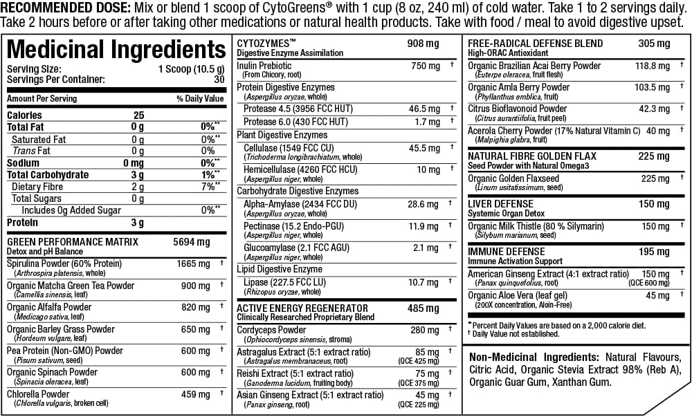 ALLMAX Naturals CytoGreens Super Greens Powder, Orange Vanilla – 315g – Supports Performance, Recovery & Energy – with Spirulina, Chlorella, Spinach, Barley Grass & Matcha Green Tea – 30 Servings