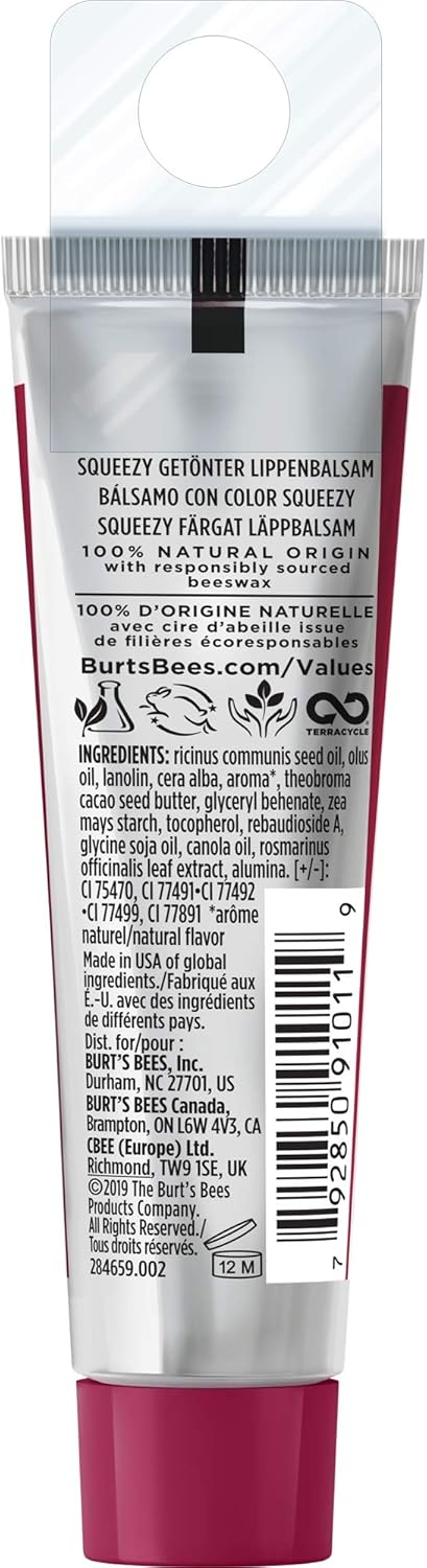 Burt's Bees 100% 天然擠壓式有色潤唇膏,西瓜口味,母親節禮物,12.1 克擠壓管,1 支