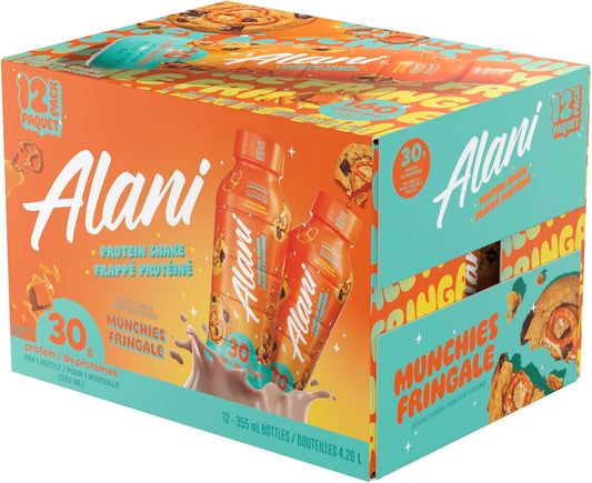 Alani Nu 蛋白奶昔,即饮型,天然口味,无麸质,每瓶 355 毫升,仅含 160 卡路里和 30 克蛋白质,零食,12 包