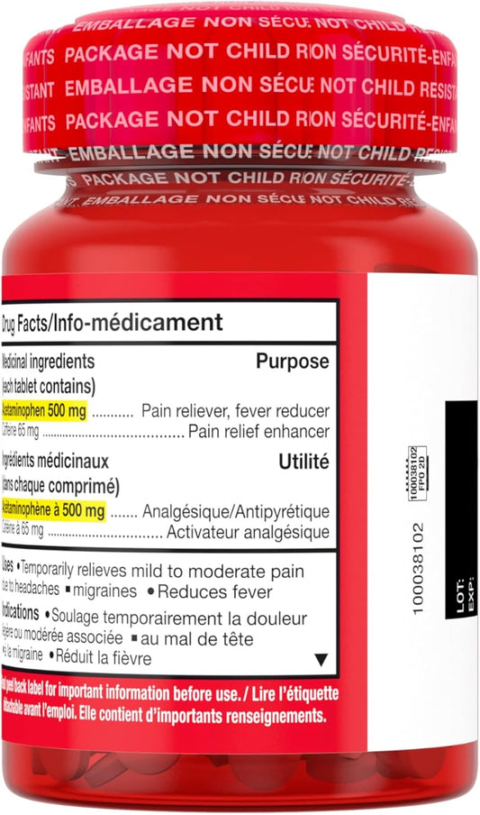 泰諾超級緩解頭痛和偏頭痛,500 毫克對乙醯氨基酚,120 片