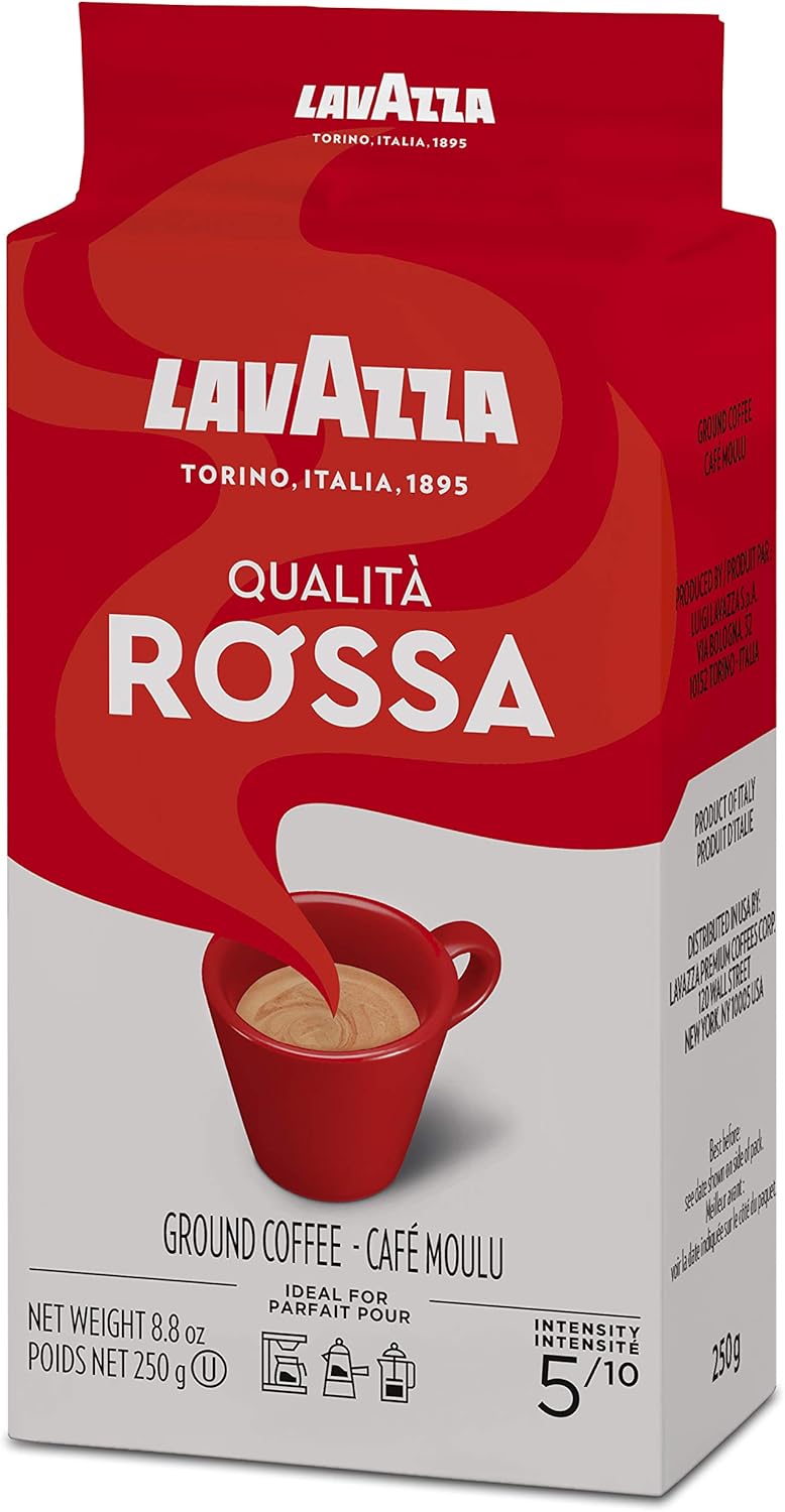 Lavazza Espresso Rossa 研磨咖啡,250 克(包装可能有所不同)和 Lavazza Crema E Gusto Classico 烘焙研磨咖啡,8.8 盎司(1 包)