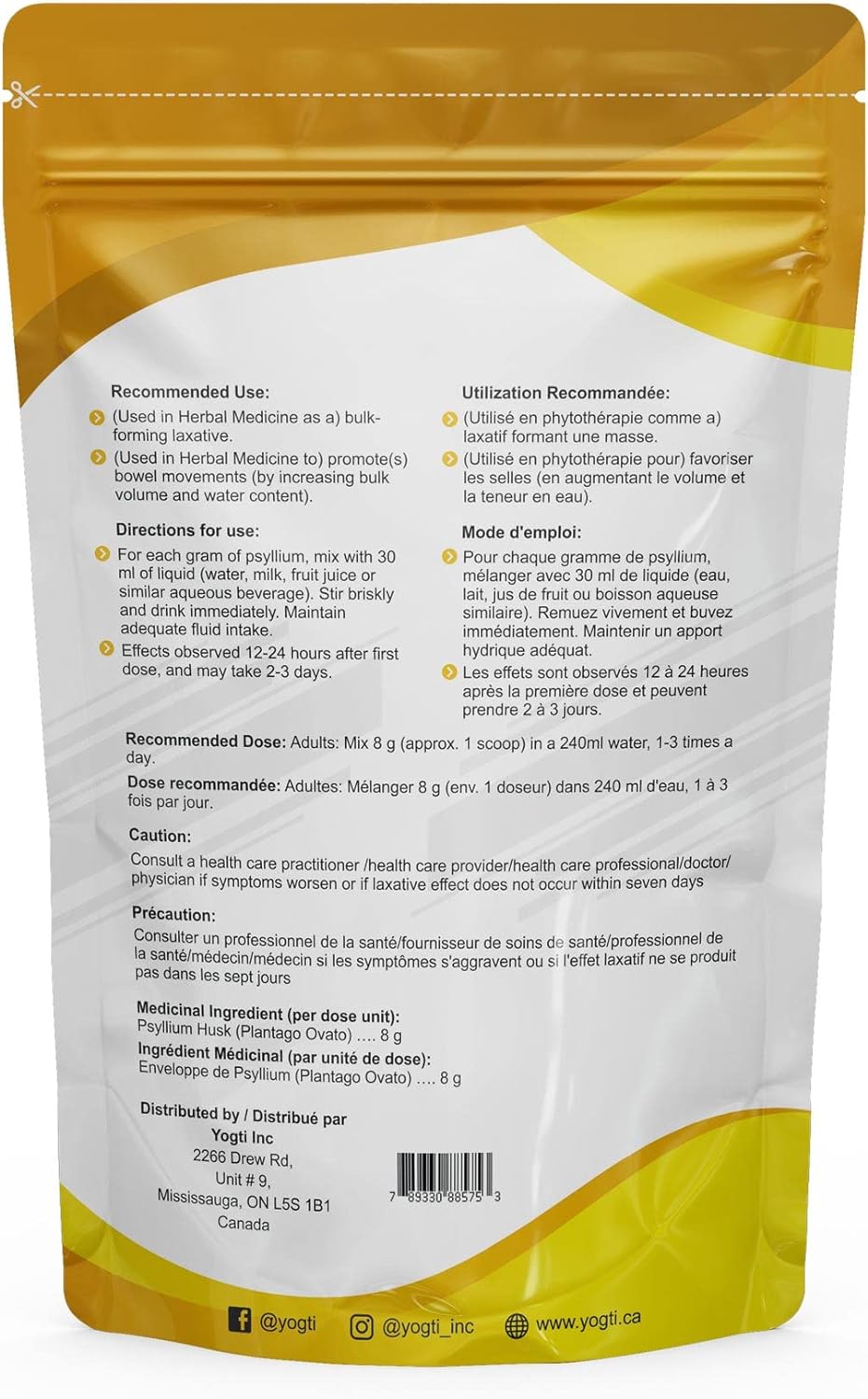 Yogti Whole Husk Psyllium 1 pound & Psyllium Husk Powder - 1 Pound