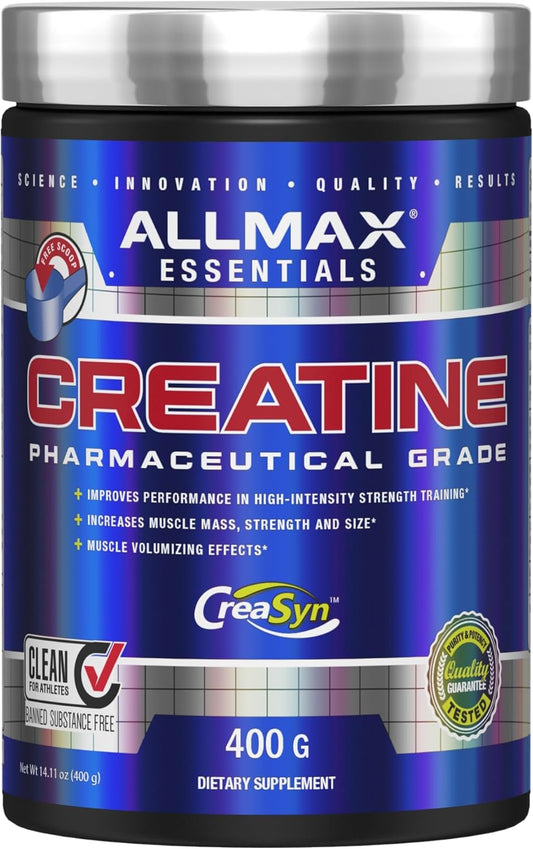 ALLMAX Nutrition - Creatine Monohydrate, Micronized Creatine Powder for Strength and Muscle Recovery, Gluten Free & Fast Absorbing 400g & ZMX2, 90 Count