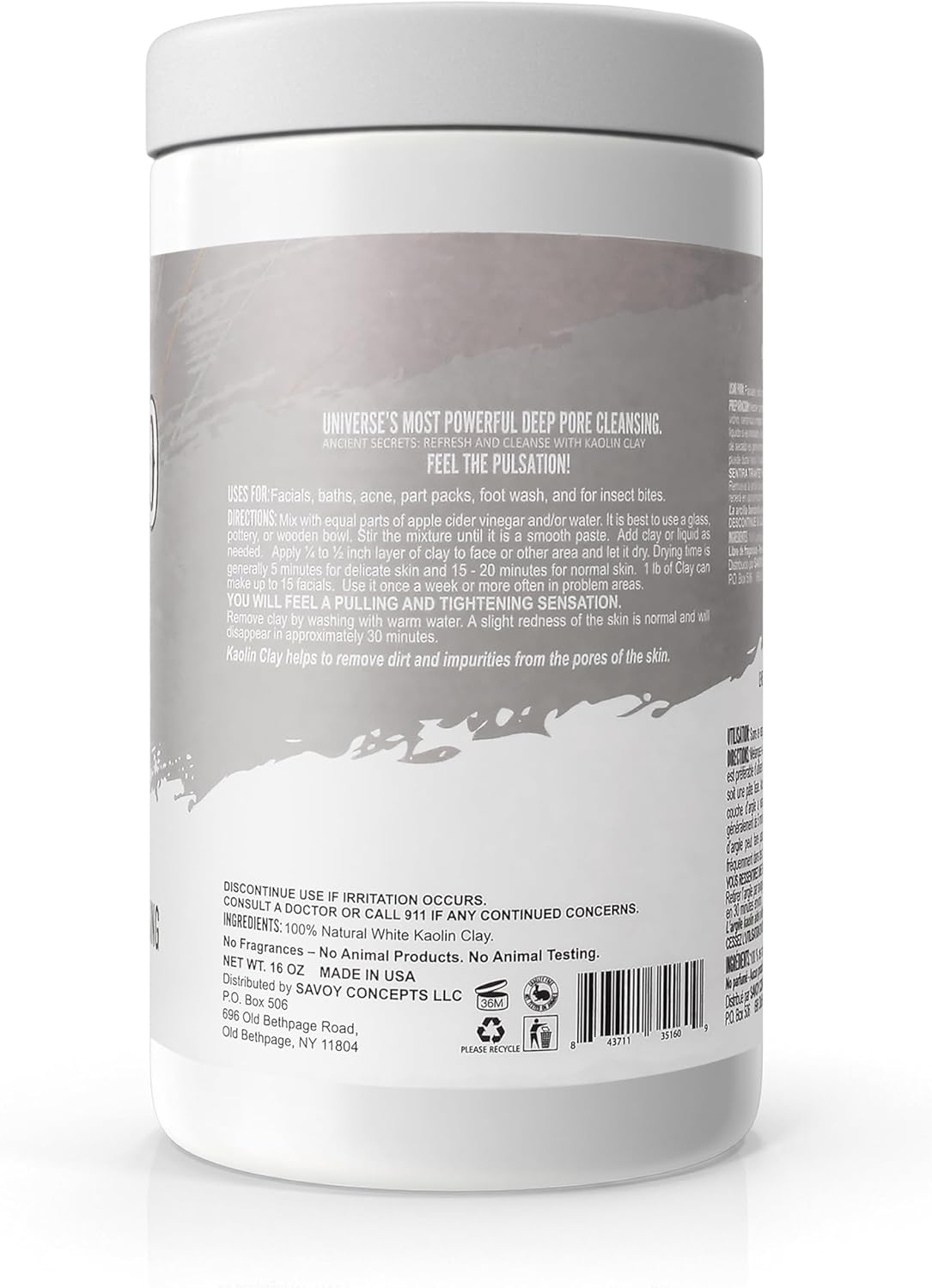 Mayan Magic Mud Powerful Deep Pore Cleansing White Kaolin Clay Cleanser Unisex 16 oz