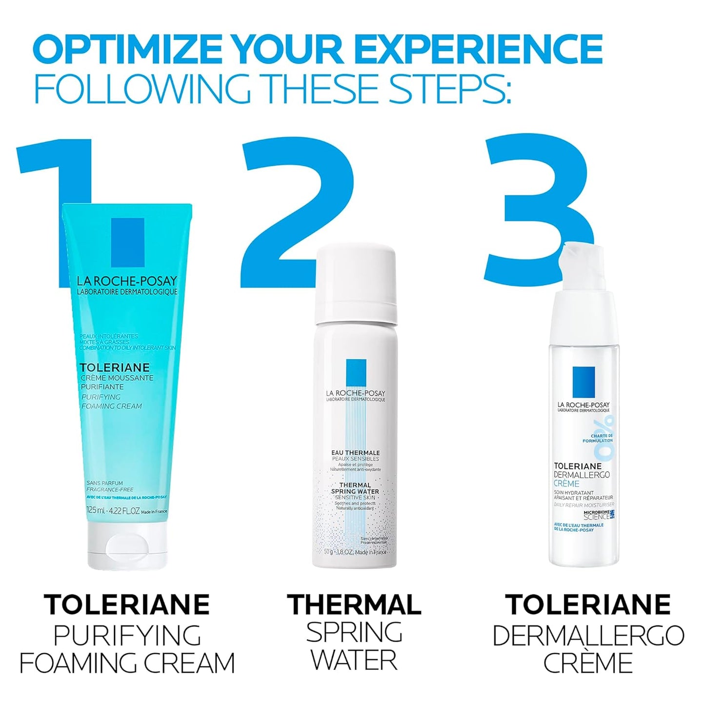 La Roche-Posay Face Cleanser, Toleriane Purifying Foaming Cream for Sensitive Skin with Glycerin, Cleanser and Makeup Remover, Fragrance Free, Preservative Free, Soap Free, Dermatologist Recommended Brand, 125 ML