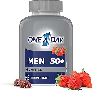 One A Day 男士 50 歲以上複合維生素軟糖 - 高級複合維生素軟糖,支持大腦功能和免疫力,富含維生素和礦物質,適合 50 歲以上男性,130 粒軟糖
