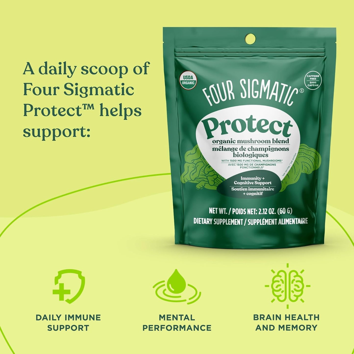 Four Sigmatic 蘑菇混合防御粉 | 有机蘑菇粉复合物,含猴头菇、冬虫夏草、白桦茸、灵芝等 | 天然免疫支持补充剂 | 纯素,无麸质 | 30 份