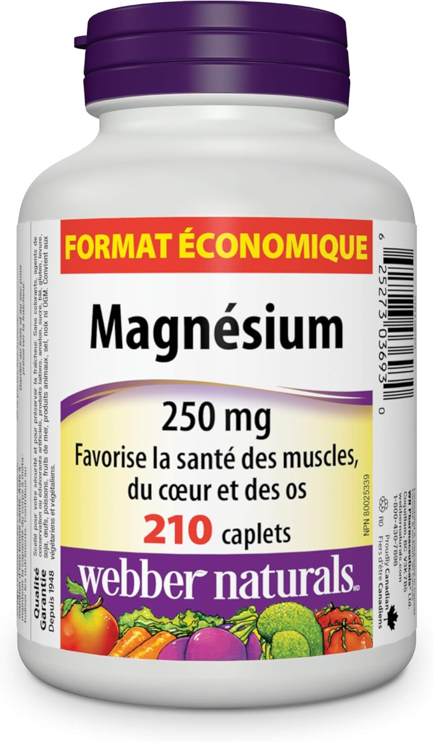 Webber Naturals 鎂 250 毫克,210 粒膠囊,支持骨骼和肌肉功能;素食和 Omega-3 魚油 1,000 毫克,210 粒軟膠囊,支持心血管健康和大腦功能